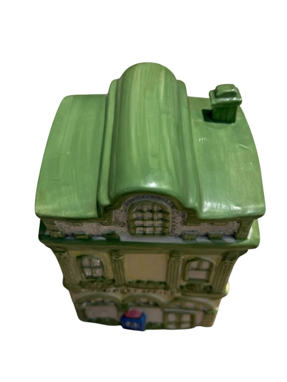 Vintage Ceramic Post Office Cookie Jar Village House Canister Cottagecore Decor